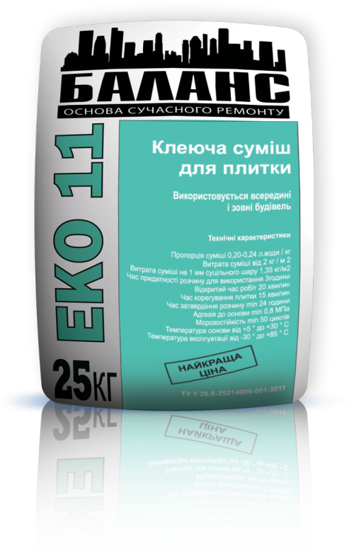 ЕКО 11 Клей для плитки зовнішні / внутрішні работи, 25кг
