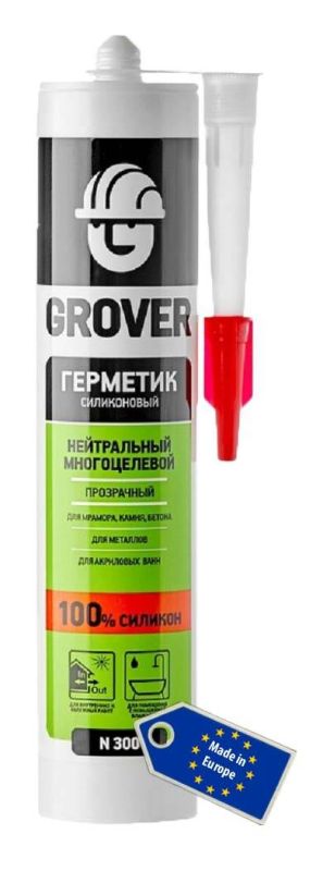 Герметик силіконовий нейтральний багатоцільовий GROVER N300 прозорий 300 мл